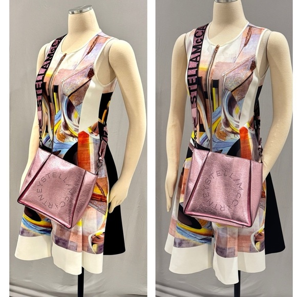 Stella McCartney LOGO Metallic Pink Mini Eco Vegan Leather Crossbody Purse Bag - Picture 11 of 15